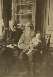 Lev Tolsztoj orosz író vejével és unokájával, Oroszország, c1905-c1906