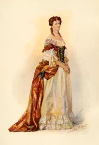 Vörös brokát ruha, amelyet a barbadosi kolónián viseltek (c1685, 1903, 1937).