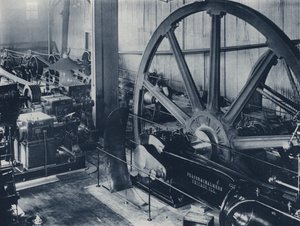 Belső, motor és dinamó szoba, Crown Reef Gold Mining Company (f/w fotó) alkotó: South African Photographer