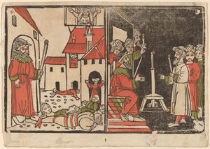 Az elsőszülöttek és az egyiptomi sötétség mészárlása alkotó: Spanish 15th Century