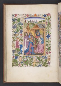Adja hozzá az MS 50004 f.37v Adoration of the Magi-t az „Órakönyvből” (tinta, szín és arany pergamen) alkotó: Spanish School
