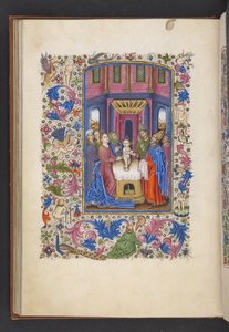 Adja hozzá az MS 50004 f.41v The Circumcision-t az „Órakönyvből” (tinta, szín és arany pergamen) alkotó: Spanish School