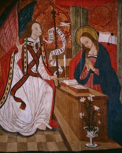 Angyali üdvözlet, tábla a San Andres of Tortura templomból, 15. század vége-16. század eleje (festett fa) alkotó: Spanish School
