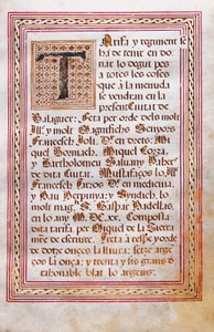 Díjkönyv a hús, bor, olaj, hal és egyéb termékek súlyával és árával Paheria de Balaguer városában, amelyet a Mostassal irányít. alkotó: Spanish School