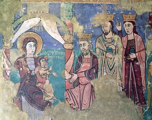 Vízkereszt falfestmény a navasai templomból, Huesca alkotó: Spanish School