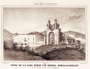 Első karlista háború (1833-1840): a ház vagy Tomas Zumalacarregui karlista tábornok (1788-1835) megsérült Bilbao ostroma után alkotó: Spanish School