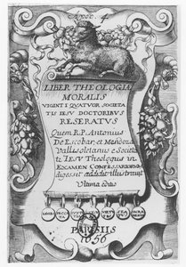 A Liber Theologiae Moralis címlapja, Antonio Escobar y Mendoza, 1656 alkotó: Spanish School