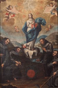 Szeplőtelen fogantatás a kertészeti ferencesekkel. A kórus eredete. A bal alsó jelzéssel: „ADEVOZION DE DA TERESA, Sanchez Yepros?”. 18. század. Juan Sánchez. alkotó: Spanish School