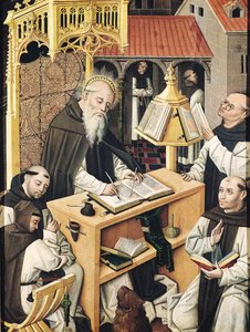 Egy Scriptorium belseje, Segovia Iskola alkotó: Spanish School