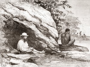 Jules Crevaux, amikor 1878-ban felfedezte Francia Guyanát, egy szikla árnyékában az Oyapock vagy az Oiapoque folyó partján alkotó: Spanish School