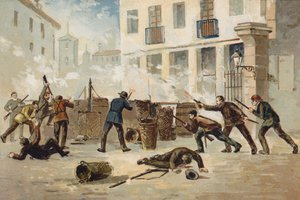 A valenciai nemzeti milícia tagjai megtagadják a leszerelést, Spanyolország, 1873 alkotó: Spanish School