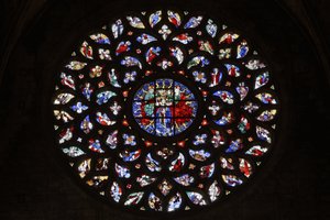 Szűz mennybemenetelét ábrázoló rózsaablak, 1460 körül alkotó: Spanish School