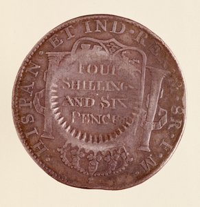 Ezüst érme (8 real) Spanyolországból: III. Károly uralkodása (1759-1788). 1777 1787-es ellenjelzéssel. Átm. 3,9 cm Nápoly, museo archeologico alkotó: Spanish School