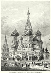 Szent Bazil-székesegyház, Vörös tér, Moszkva, Oroszország (litho) alkotó: Spanish School