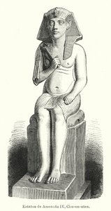 IV. Amenhotep ókori egyiptomi fáraó (Akhenaten) szobra (litho) alkotó: Spanish School