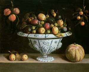 Gyümölcscsendélet kék-fehér tálban, 1630 körül