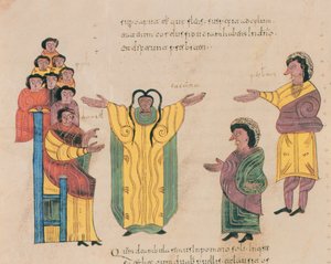 Susanna and the Elders, Szent Izidor vizigót-mozarab Bibliájából, fol.324v., A.D. 960 (tempera on vellum)