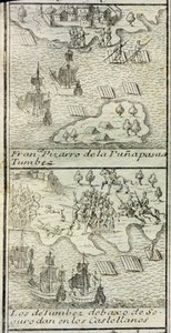 Francisco Pizarro érkezése 180 emberrel és három hajóval Tumbesbe alkotó: Spanish School