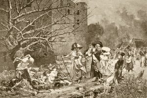 A franciaországi Machecoul-i mészárlás a francia forradalom idején, Francois Flameng festménye után, az „Album Artistico”-ból, megjelent 1890 körül (litho) alkotó: Spanish School