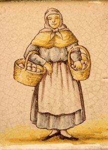 Parasztasszonyt ábrázoló csempe (kerámia) alkotó: Spanish School