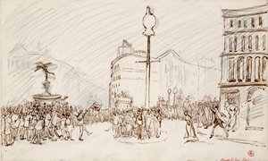 Street Scene-Piccadilly Circus, 1900-as évek alkotó: Spencer Gore
