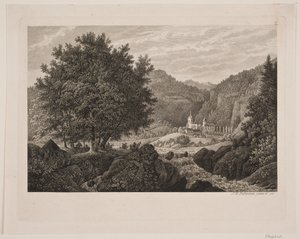Hegyi táj templommal alkotó: Søren Henrik Petersen