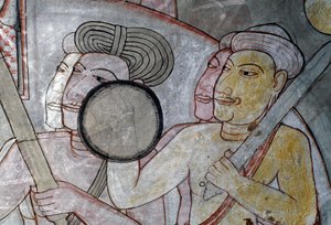 A ceyloni királyt kísérő hadsereget ábrázoló freskó, Dambulla Arany Templom (Unesco Világörökség) alkotó: Sri Lankan School