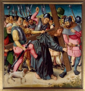 Krisztus feltámad a Golgotára (a keresztet viszi) alkotó: St Germain-des-Pres master