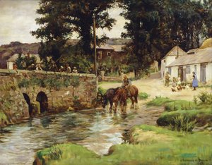 A lovak itatása a falupatakban alkotó: Stanhope Alexander Forbes
