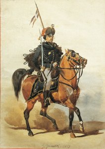 A piacenzai huszárok tisztje, Stanislao Grimaldi del Poggetto rajza