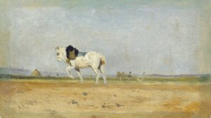 Egy szántó ló a mezőn alkotó: Stanislas Lepine