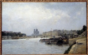 Cite szigete és Saint Louis szigete az Austerlitz hídról nézve Stanislas Lepine festménye (1835-1892) 19. század V. 0,83x0,51 m Párizs, Musee Carnavalet