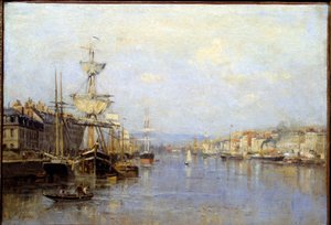 Kilátás a roueni kikötőre Stanislas Lepine festménye (1835-1892) 19. századi Reims, Musee des Beaux Arts