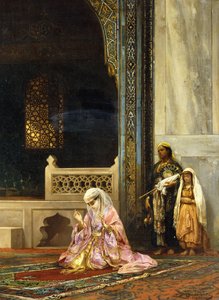 Egy török hölgy imádkozik a zöld mecsetben, Bursa, 1878 alkotó: Stanislaus von Chlebowski