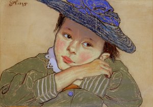 Lány kék kalapban, 1895 (pasztell, papíron)