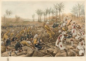 A Cameron Highlanders raktározást végez, Atbara, 1898. április 8. (fotólitográfia) alkotó: Stanley Berkeley