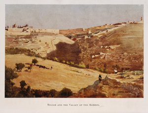 Stanley Inchbold akvarellje, amely a Kidron-völgyet ábrázolja Jeruzsálemben, Palesztinában 1906