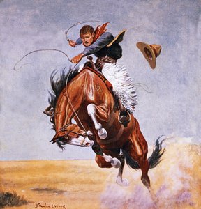 Cowboy megpróbál betörni egy lovat