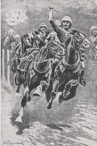 Maclaine hadnagy felhozza a fegyvereket Maiwandban, 1880. július 17., illusztráció a brit szárazföldi és tengeri csatákból, 1915