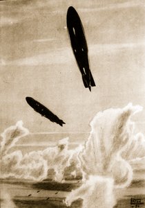 Zepps az Északi-tengeri őrjáraton, illusztráció John Hamilton „Flying Memories” című művéből alkotó: Stanley Orton Bradshaw