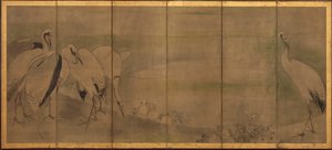 Darvak és krizantémok, Momoyama vagy Edo korszak, 1568-1868.