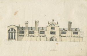 Blithfield Hall: színezett tollrajz, és [18. század] (rajz) alkotó: Stebbing Shaw