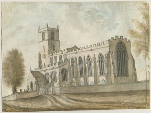 Checkley Church: akvarell festmény, nd [1762-1802] (festmény) alkotó: Stebbing Shaw