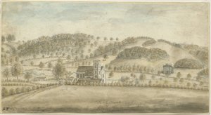 Colwich templom és Oakedge House: akvarell festmény, nd [1762-1802] (festmény) alkotó: Stebbing Shaw
