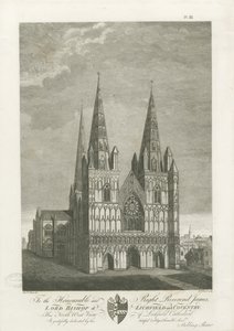 Lichfield katedrális – nyugati front: metszet, nd [1762-1802] (nyomtatott) alkotó: Stebbing Shaw