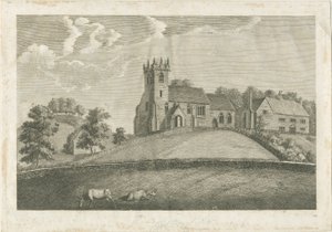 Sandon templom és plébánia: metszet, nd [1797] (nyomtatás) alkotó: Stebbing Shaw