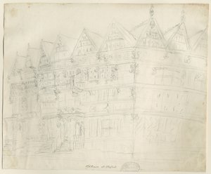 Stafford – Ősi „High House”: ceruzarajz, nd [1794] alkotó: Stebbing Shaw