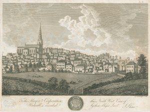 Walsall Town – északnyugati nézet: metszet, nd [c 1798] alkotó: Stebbing Shaw