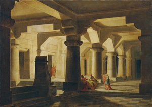 Templomszoba éjjel (Josef a börtönben az álmokat tolmácsolja) alkotó: Stefan Dolliner