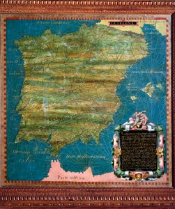 Spanyolország és Portugália A térképet Stefano Bonsignori (? -1589) olasz kozmográfus és festő készítette. 1581 körül. Firenze, Palazzo Vecchio, Sala del Mappamondo